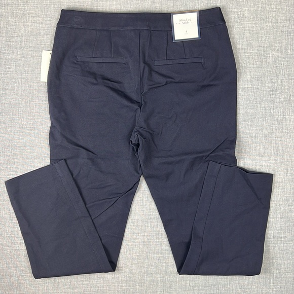 Charter Club Navy Slim Leg Button Detail Pants Sizes 4 & 10 - Picture 5 of 6